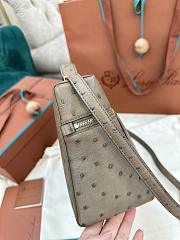 Fortok Loro Piana Extra Pocket L27 Chocolate Ostrich Leather 27 x 10 x 16 cm - 5