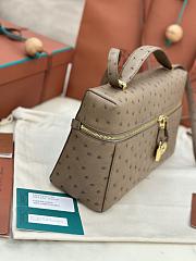 Fortok Loro Piana Extra Pocket L27 Chocolate Ostrich Leather 27 x 10 x 16 cm - 3