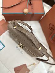 Fortok Loro Piana Extra Pocket L27 Chocolate Ostrich Leather 27 x 10 x 16 cm - 4