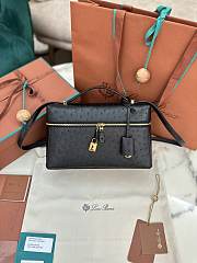 Fortok Loro Piana Extra Pocket L27 Black Ostrich Leather 27 x 10 x 16 cm - 1