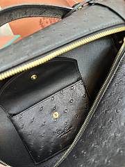 Fortok Loro Piana Extra Pocket L27 Black Ostrich Leather 27 x 10 x 16 cm - 6