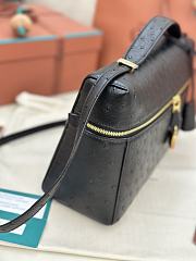 Fortok Loro Piana Extra Pocket L27 Black Ostrich Leather 27 x 10 x 16 cm - 2
