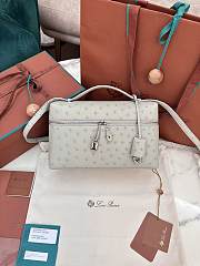 Fortok Loro Piana Extra Pocket L27 Light Moss Ostrich Leather 27 x 10 x 16 cm - 1