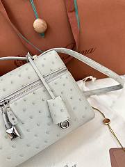 Fortok Loro Piana Extra Pocket L27 Light Moss Ostrich Leather 27 x 10 x 16 cm - 2