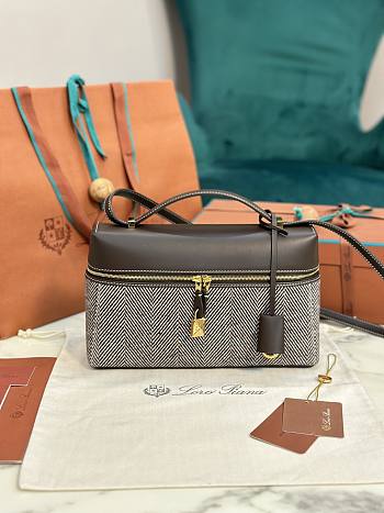 Fortok Loro Piana Extra Pocket L27 Brown Canvas 27 x 10 x 16 cm 