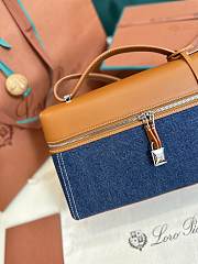 Fortok Loro Piana Extra Pocket L27 Blue Canvas 27 x 10 x 16 cm  - 4