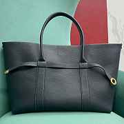 Fortok Loro Piana Ghiera Leather Shopper Tote Bag Black 40x26x18cm - 3
