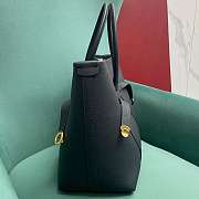 Fortok Loro Piana Ghiera Leather Shopper Tote Bag Black 40x26x18cm - 2
