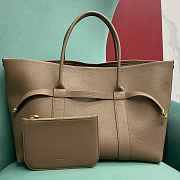 Fortok Loro Piana Ghiera Leather Shopper Tote Bag Brown 40x26x18cm - 1