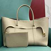 Fortok Loro Piana Ghiera Leather Shopper Tote Bag Cream 40x26x18cm - 1