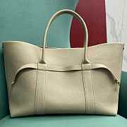 Fortok Loro Piana Ghiera Leather Shopper Tote Bag Cream 40x26x18cm - 4