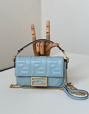 Fortok Fendi Baguette FF Logo Bag Blue 19×5×12cm - 1