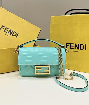Fortok Fendi Baguette FF Logo Bag Blue Mint 19×5×12cm
