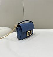 Fortok Fendi Baguette FF Logo Bag Navy Blue 19×5×12cm - 5