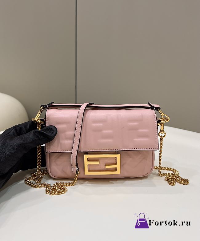 Fortok Fendi Baguette FF Logo Bag Pink 19×5×12cm - 1