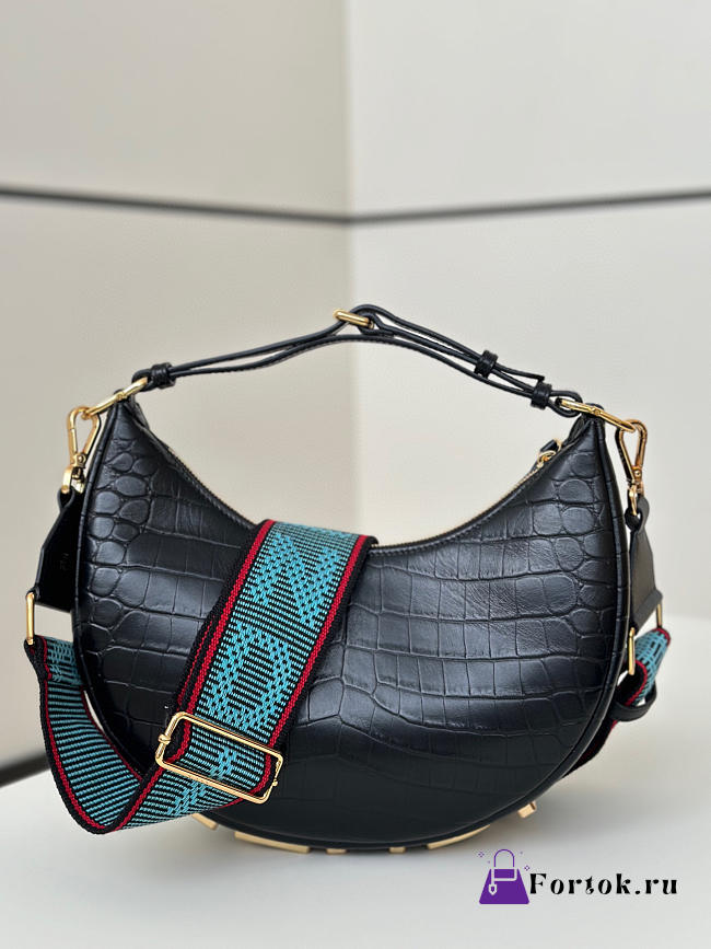 Fortok Fendi Nano Fendigraphy Black Crocodile Leather 29x18x10 cm  - 1