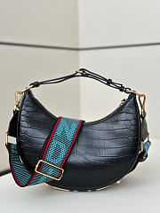Fortok Fendi Nano Fendigraphy Black Crocodile Leather 29x18x10 cm  - 1