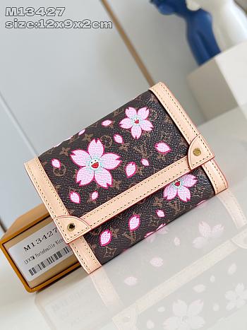 Fortok LOUIS VUITTON LV × TM Portefeuille Victorine Sakura Brown M13427 Monogram Cherry Blossom 12 x 9 x 2 cm