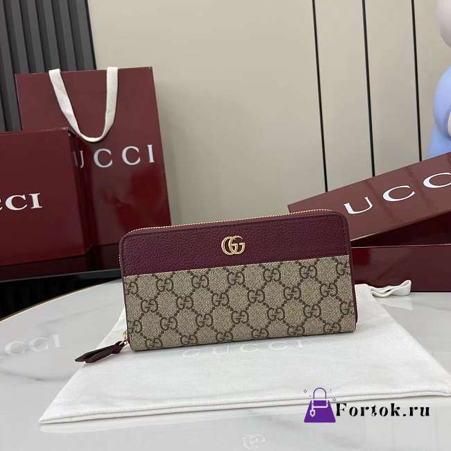 Fortok Gucci GG Marmont bi-colour zip around wallet Rouge 10.5x 19x 2 cm - 1