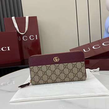 Fortok Gucci GG Marmont bi-colour zip around wallet Rouge 10.5x 19x 2 cm