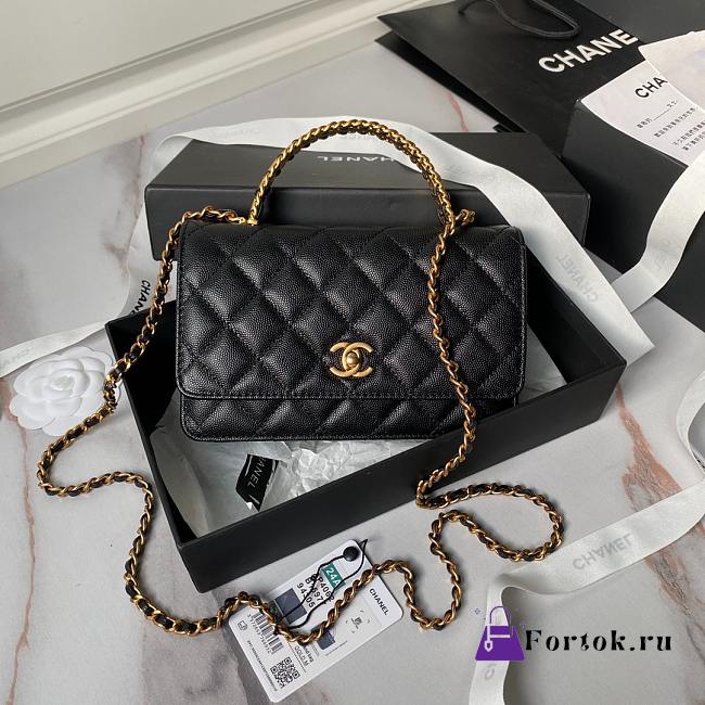 Fortok Chanel 24A WOC Top Handle Caviar Black 19cm - 1