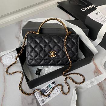 Fortok Chanel 24A WOC Top Handle Caviar Black 19cm