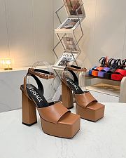 Fortok Versace Medusa Aevitas Satin Platform Sandals Brown Heels 14cm, Platform 5 cm - 1