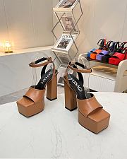 Fortok Versace Medusa Aevitas Satin Platform Sandals Brown Heels 14cm, Platform 5 cm - 6