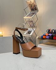 Fortok Versace Medusa Aevitas Satin Platform Sandals Brown Heels 14cm, Platform 5 cm - 5
