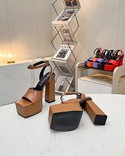 Fortok Versace Medusa Aevitas Satin Platform Sandals Brown Heels 14cm, Platform 5 cm - 4
