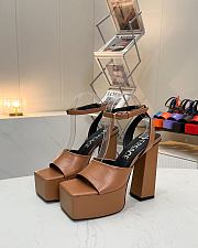 Fortok Versace Medusa Aevitas Satin Platform Sandals Brown Heels 14cm, Platform 5 cm - 3
