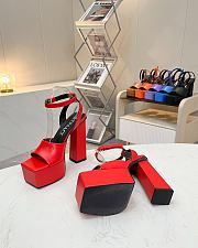 Fortok Versace Medusa Aevitas Satin Platform Sandals Red Heels 14cm, Platform 5 cm  - 5