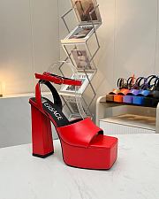 Fortok Versace Medusa Aevitas Satin Platform Sandals Red Heels 14cm, Platform 5 cm  - 3