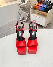 Fortok Versace Medusa Aevitas Satin Platform Sandals Red Heels 14cm, Platform 5 cm  - 2