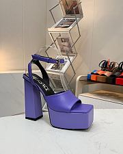 Fortok Versace Medusa Aevitas Satin Platform Sandals Purple Heels 14cm, Platform 5 cm - 6