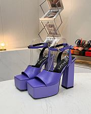 Fortok Versace Medusa Aevitas Satin Platform Sandals Purple Heels 14cm, Platform 5 cm - 4