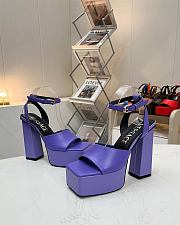 Fortok Versace Medusa Aevitas Satin Platform Sandals Purple Heels 14cm, Platform 5 cm - 5