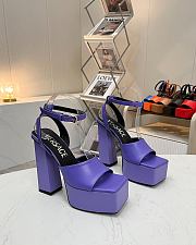 Fortok Versace Medusa Aevitas Satin Platform Sandals Purple Heels 14cm, Platform 5 cm - 3