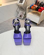 Fortok Versace Medusa Aevitas Satin Platform Sandals Purple Heels 14cm, Platform 5 cm - 2