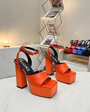 Fortok Versace Medusa Aevitas Satin Platform Sandals Orange Heels 14cm, Platform 5 cm - 1