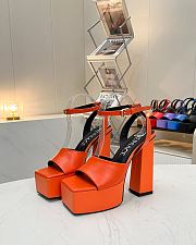Fortok Versace Medusa Aevitas Satin Platform Sandals Orange Heels 14cm, Platform 5 cm - 4