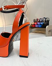 Fortok Versace Medusa Aevitas Satin Platform Sandals Orange Heels 14cm, Platform 5 cm - 2