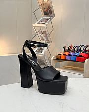 Fortok Versace Medusa Aevitas Satin Platform Sandals Black Heels 14cm, Platform 5 cm - 5