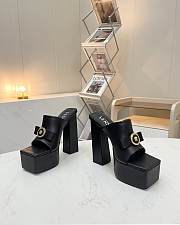 Fortok Versace Women's Sandals Black Heels Logo 14 cm, Platform 5cm - 5