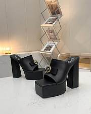 Fortok Versace Women's Sandals Black Heels Logo 14 cm, Platform 5cm - 3