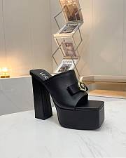 Fortok Versace Women's Sandals Black Heels Logo 14 cm, Platform 5cm - 6