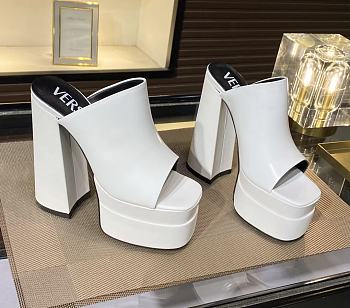 Fortok Versace Women's Sandals White Heels 14 cm, Platform 5cm