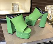 Fortok Versace Women's Sandals Green Heels 14 cm, Platform 5cm - 1