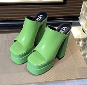 Fortok Versace Women's Sandals Green Heels 14 cm, Platform 5cm - 4