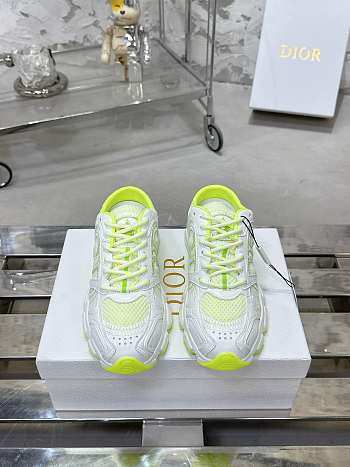 Fortok Dior Chrono Sneaker Neon Green Mesh with White Laminated Leather-Effect Panels